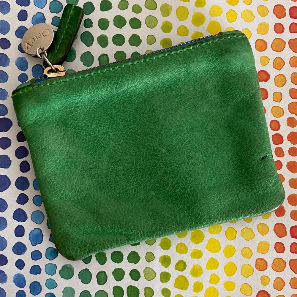 Clare V green leather coin purse